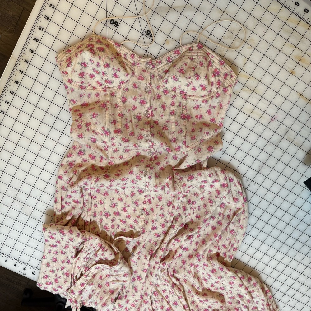 Free People New Romantica Floral High Low Dress bustier dress size 6